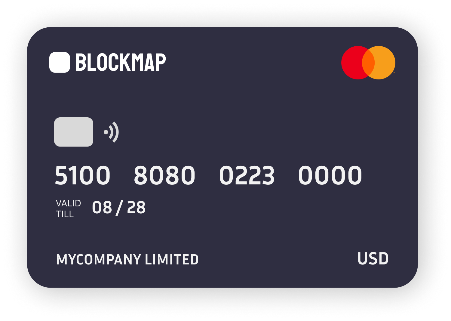 Mastercard compatible virtual card mockup